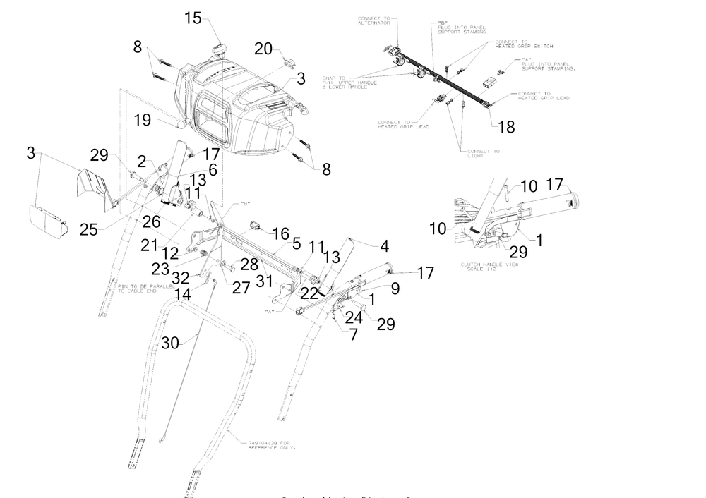 Panel Diagram and Parts List for 3X24-INCH (31AH54SC710)(2016) Cub Cadet Snow Blower